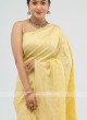 Lemon Yellow Chiffon Saree